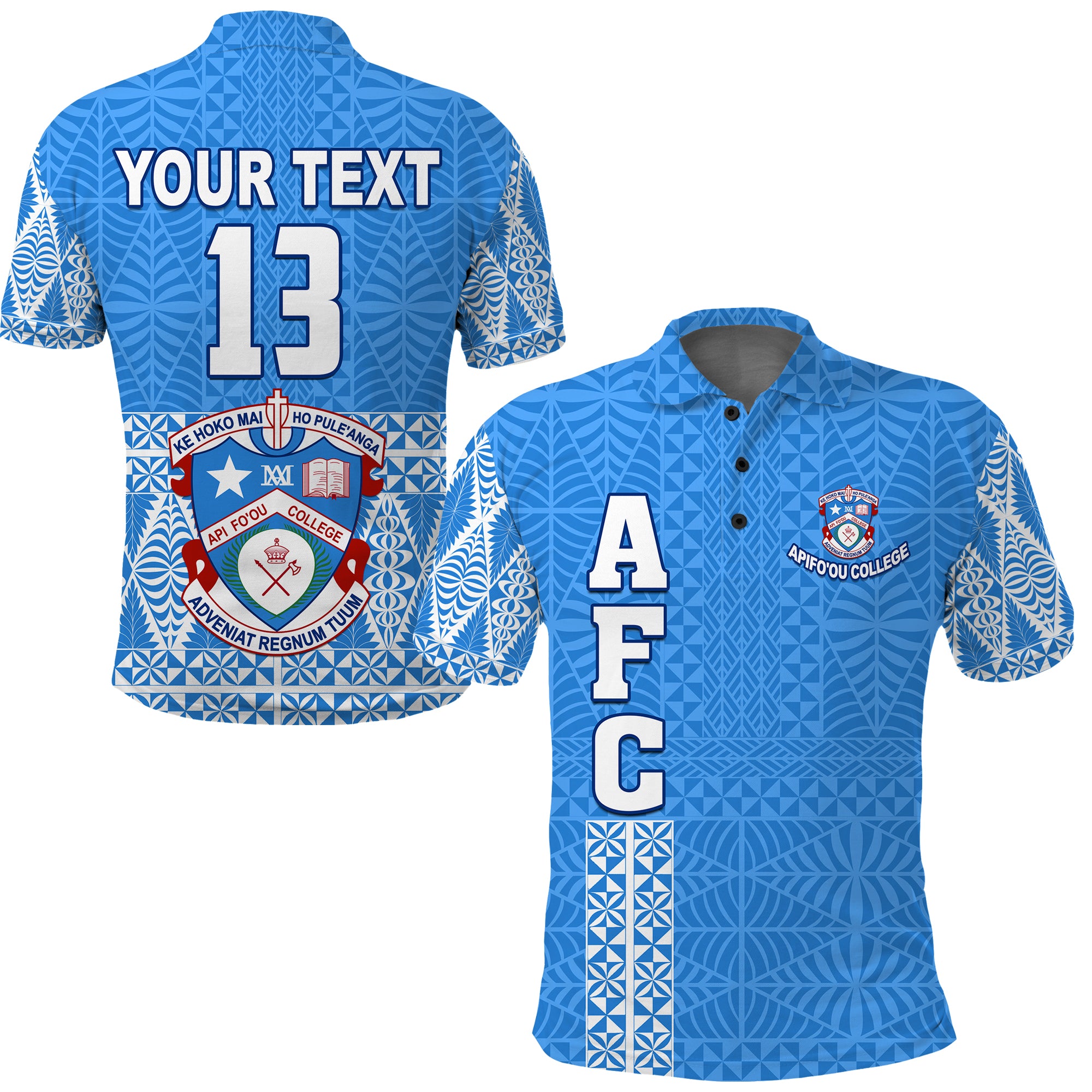 Custom Apifoou College Polo Shirt Tongan Pattern AFC Lovers LT13 Unisex Blue - Polynesian Pride