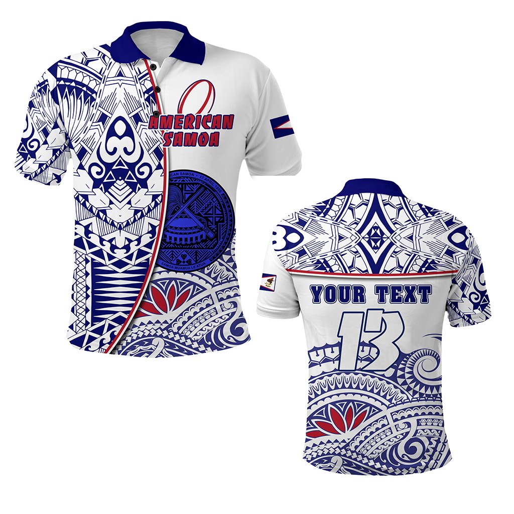 Custom American Samoa Rugby Polo Shirt Special Custom Text and Number Unisex Blue - Polynesian Pride