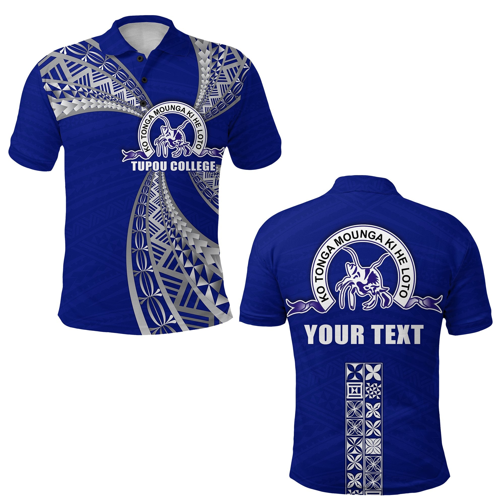 Custom Tupou College Polo Shirt Toloa Tonga Unisex Blue - Polynesian Pride