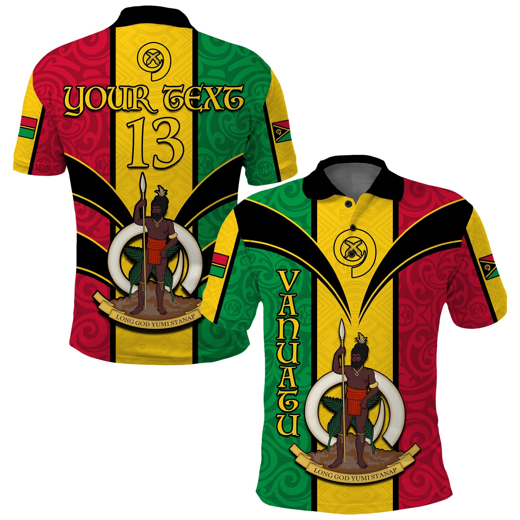 (Custom Text and Number) Vanuatu Polo Shirt Pig Tusk Polynesian LT13 Yellow - Polynesian Pride