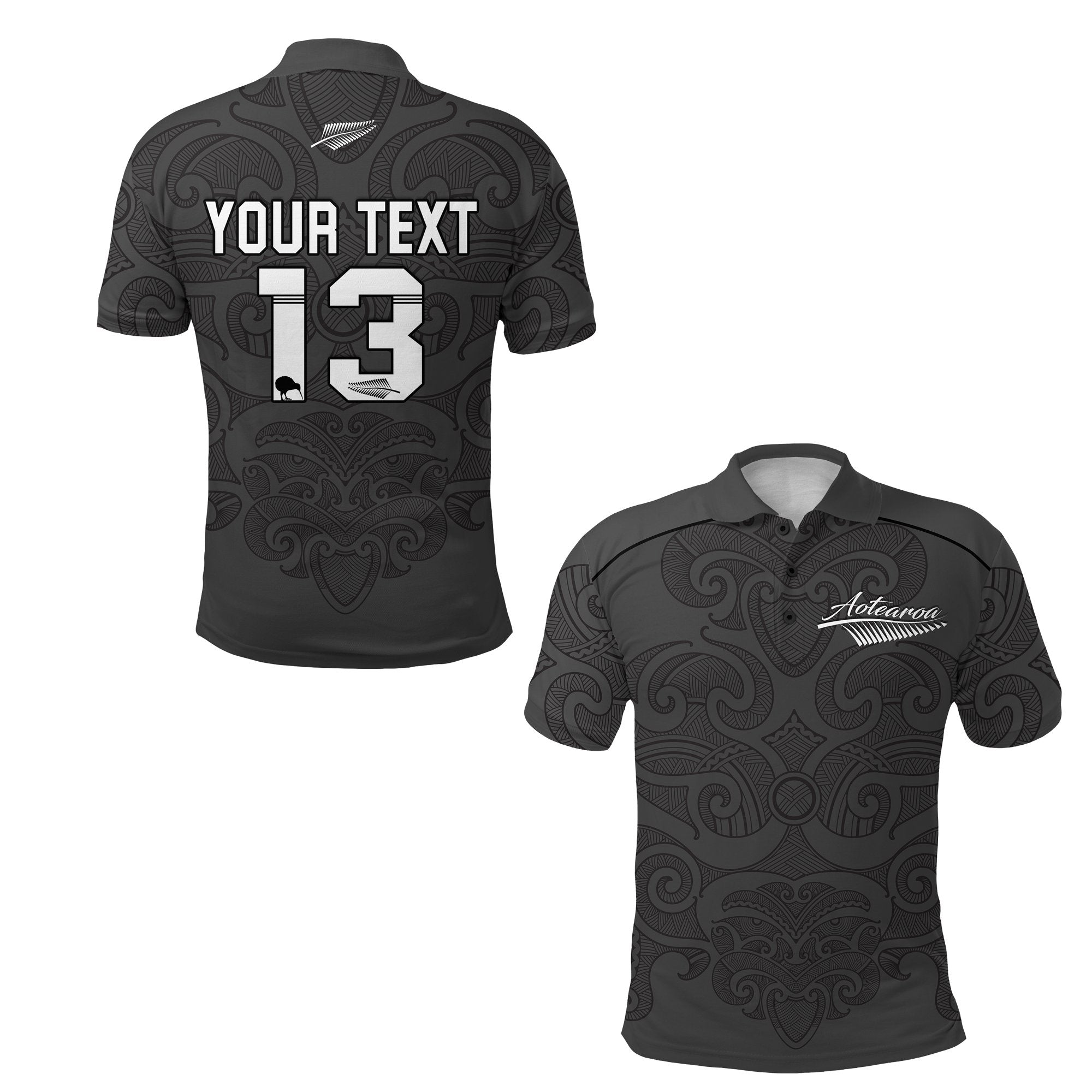 Custom Maori 2021 Polo Shirt Aotearoa Tattoo Custom Text and Number LT13 Unisex Gray - Polynesian Pride