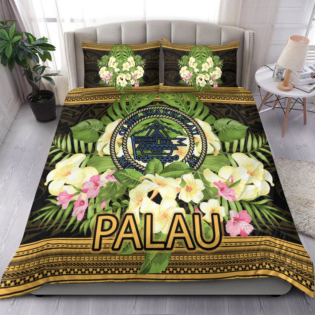 Palau Bedding Set - Polynesian Gold Patterns Collection Black - Polynesian Pride
