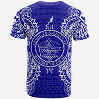 Palau All T Shirt Palau Seal Map Polynesian Tattoo Blue - Polynesian Pride