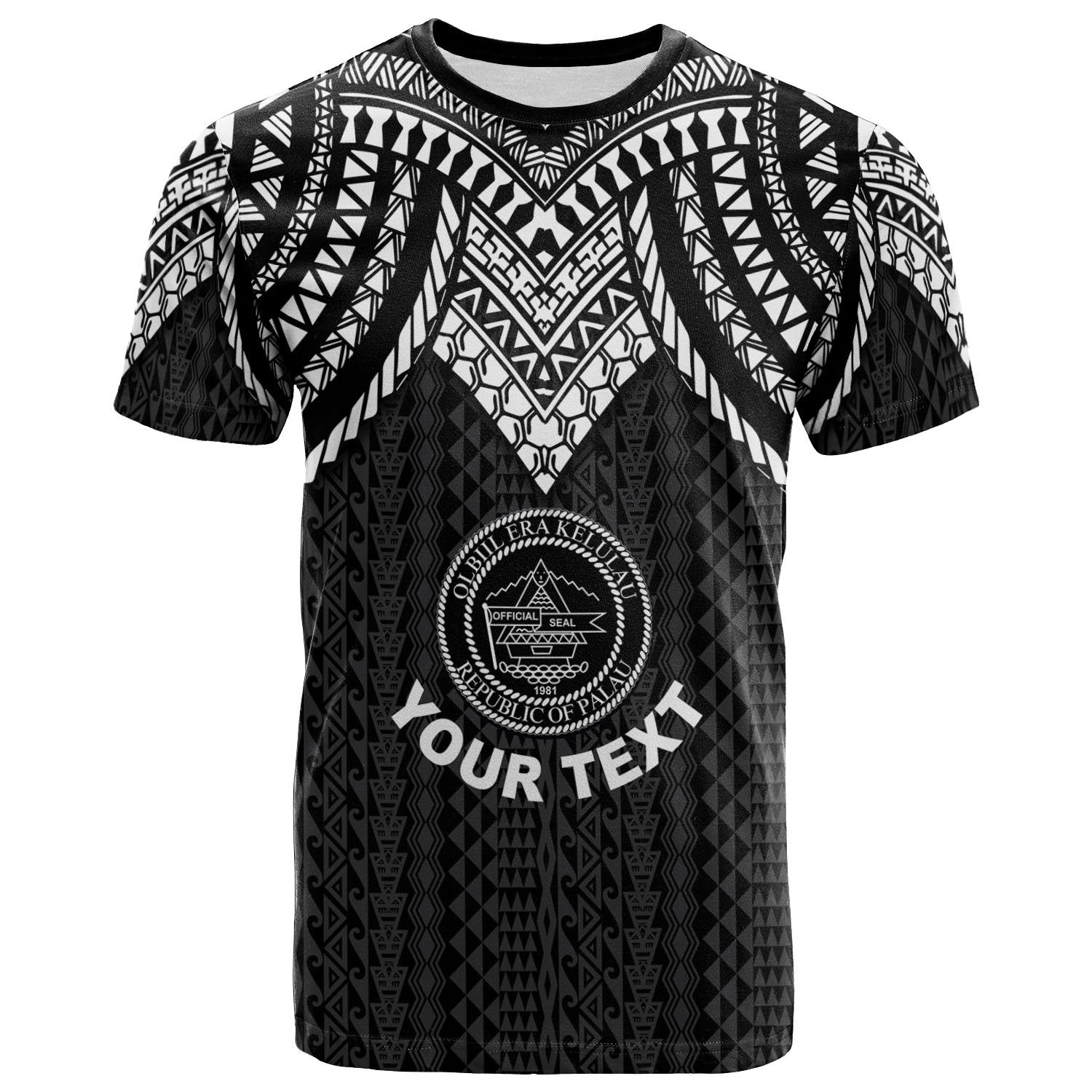 Palau Custom T Shirt Polynesian Armor Style Black Unisex Black - Polynesian Pride