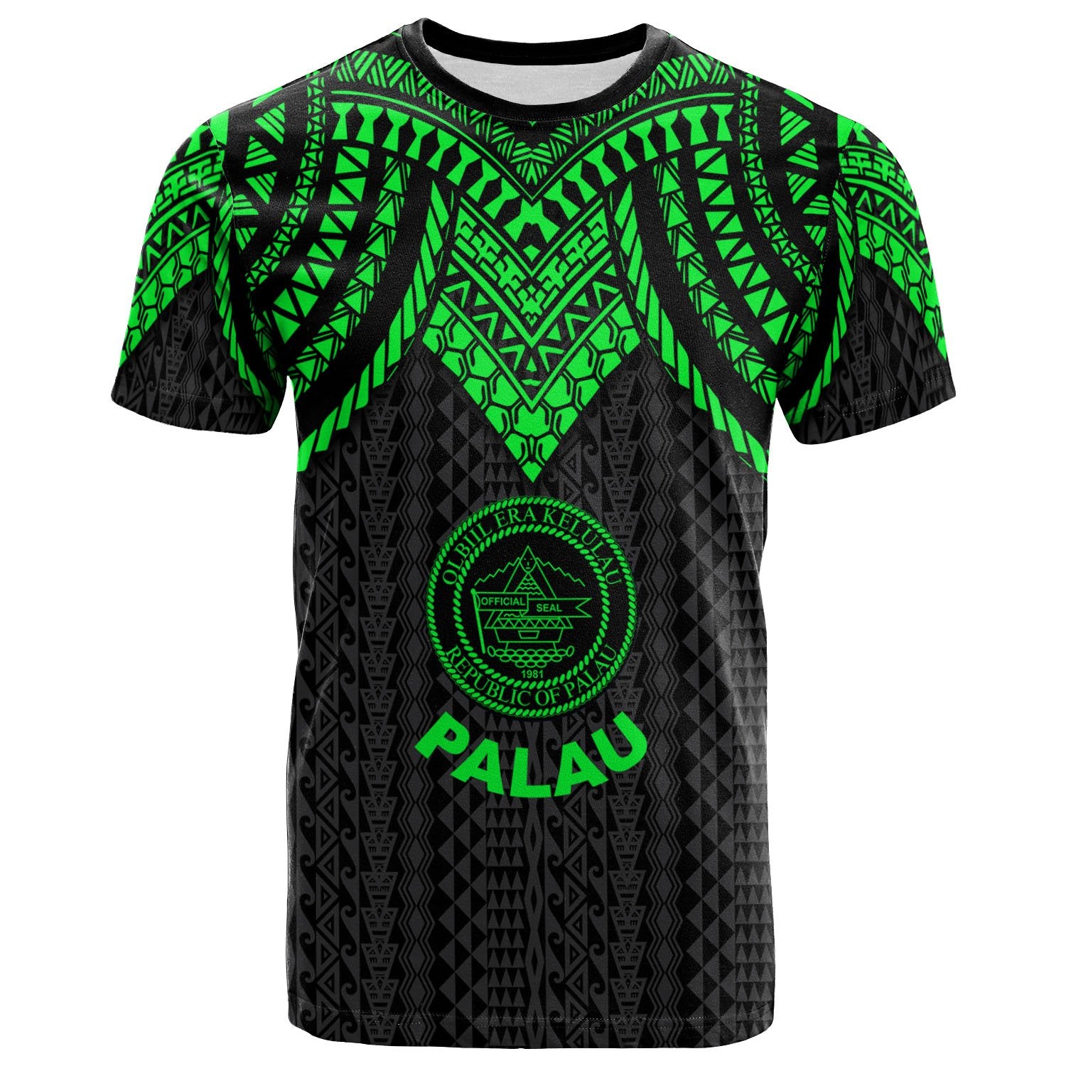 Palau T Shirt Polynesian Armor Style Green Unisex Art - Polynesian Pride