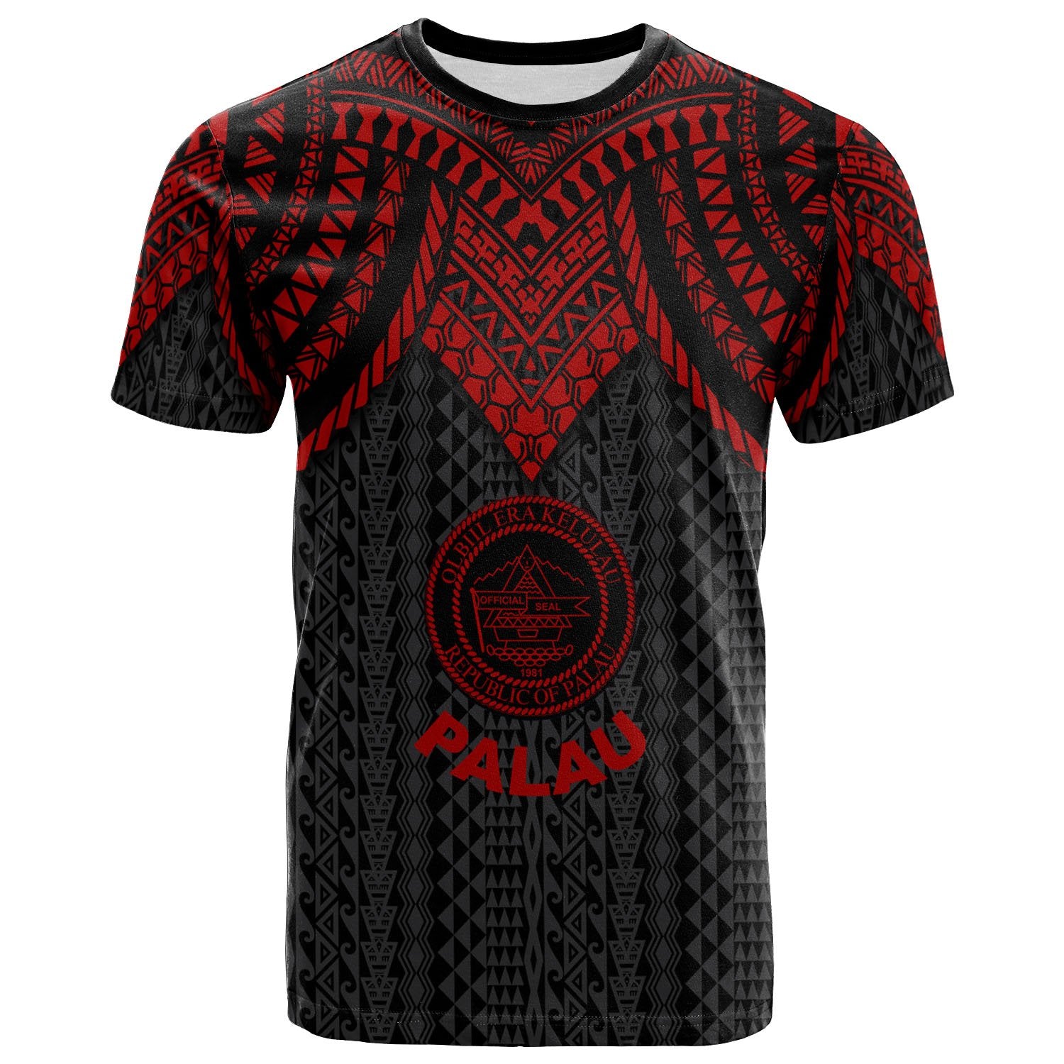 Palau T Shirt Polynesian Armor Style Red Unisex Red - Polynesian Pride