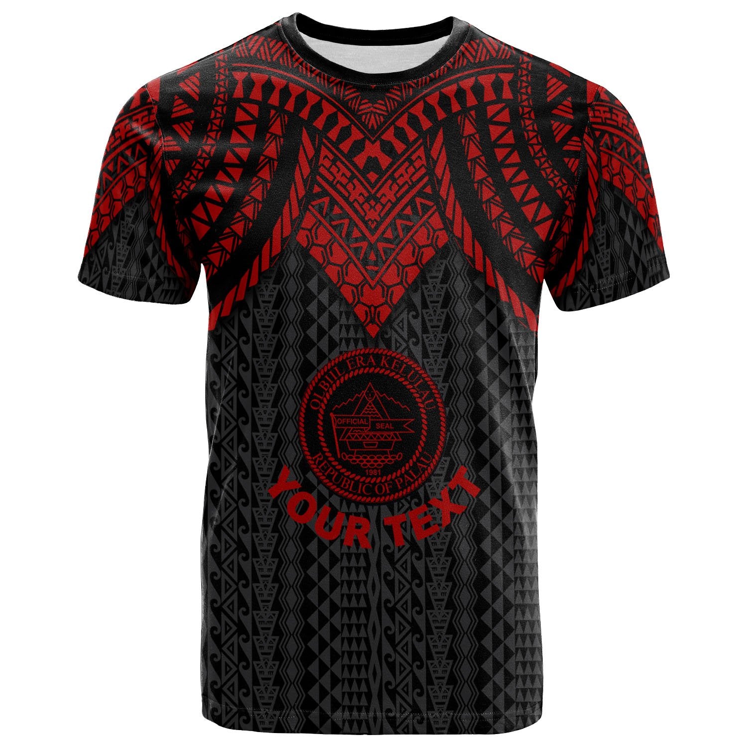 Palau Custom T Shirt Polynesian Armor Style Red Unisex Red - Polynesian Pride