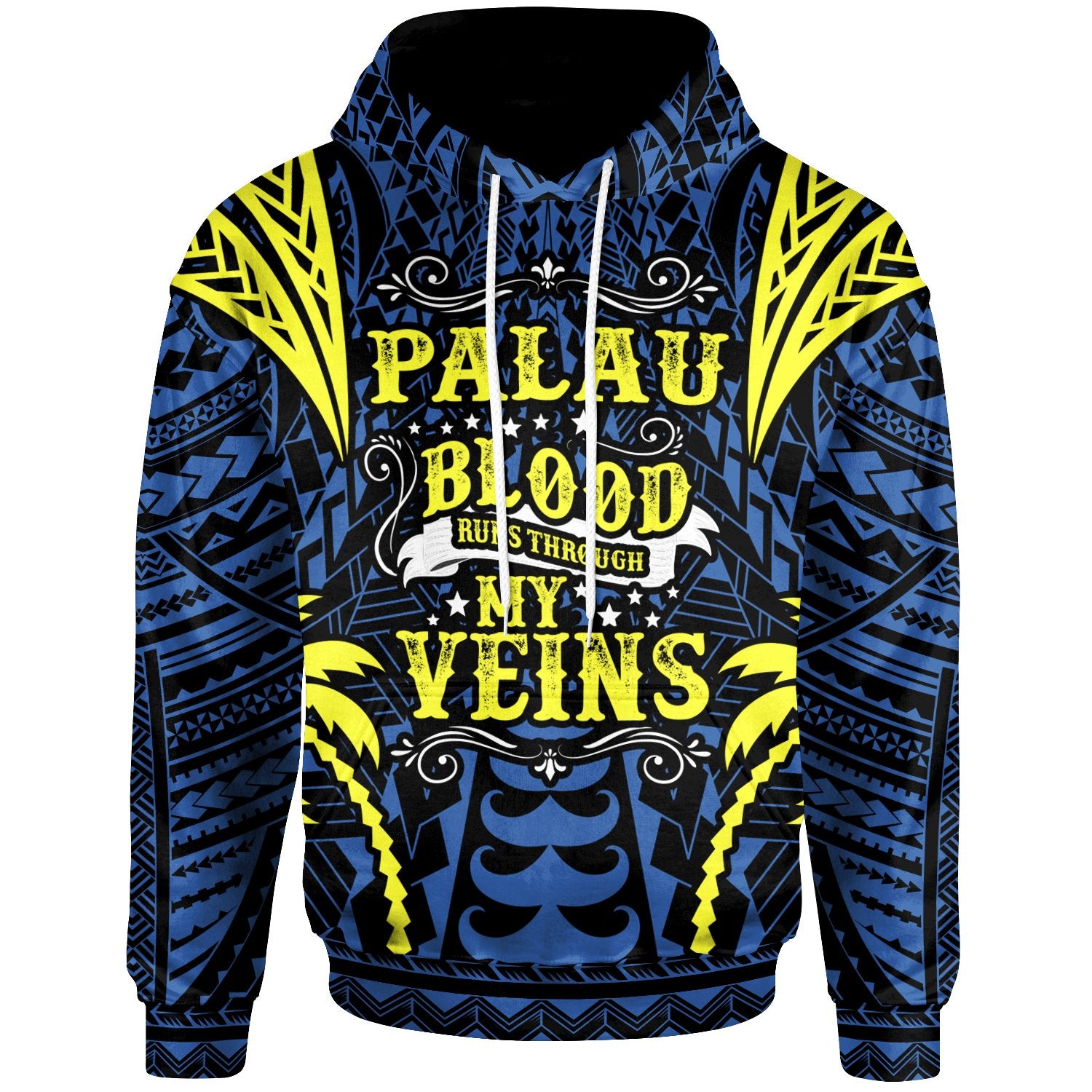 Palau Hoodie Blood Runs Through My Veins Style Flag Unisex Blue - Polynesian Pride