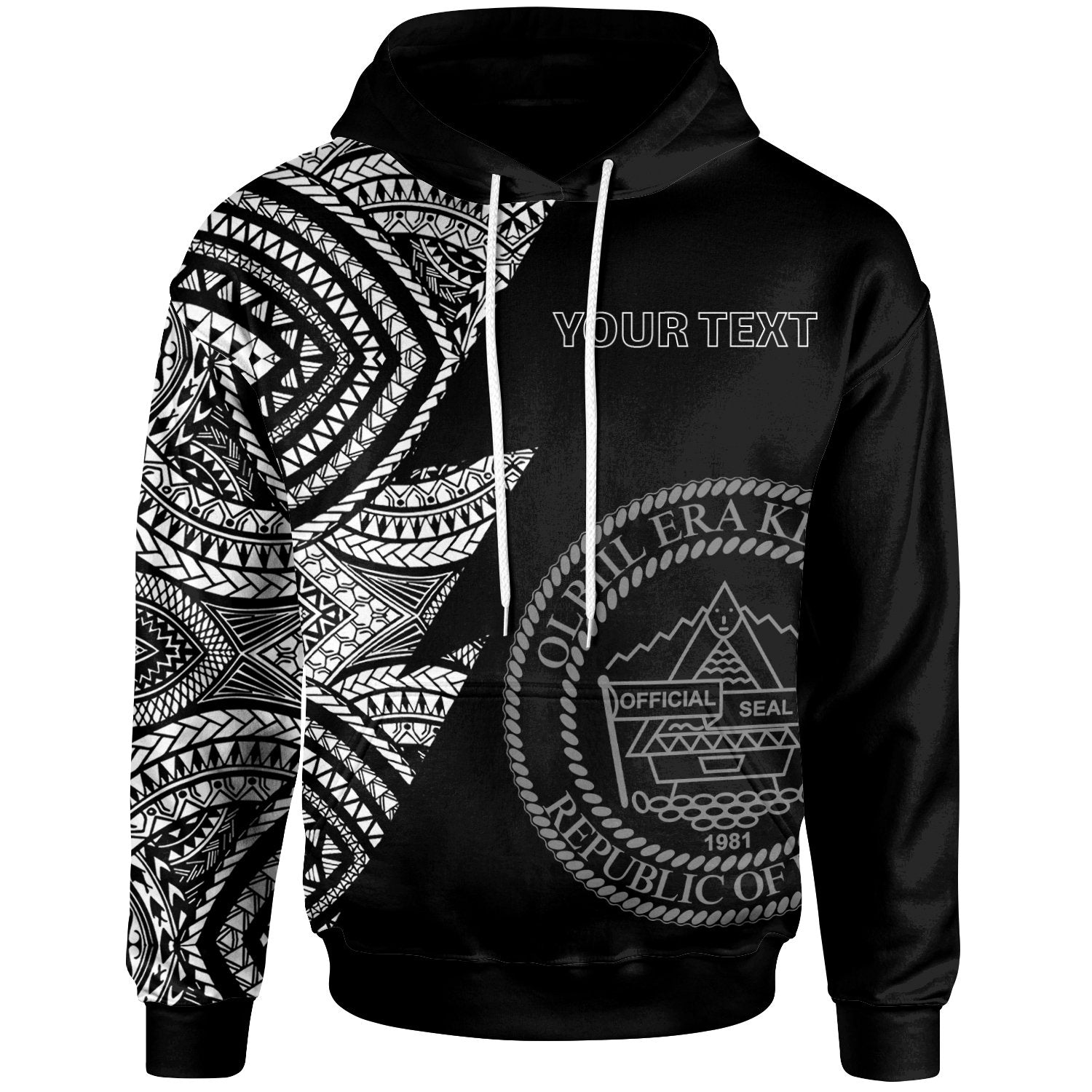 Palau Custom Personalized Hoodie Flash Style White Unisex White - Polynesian Pride