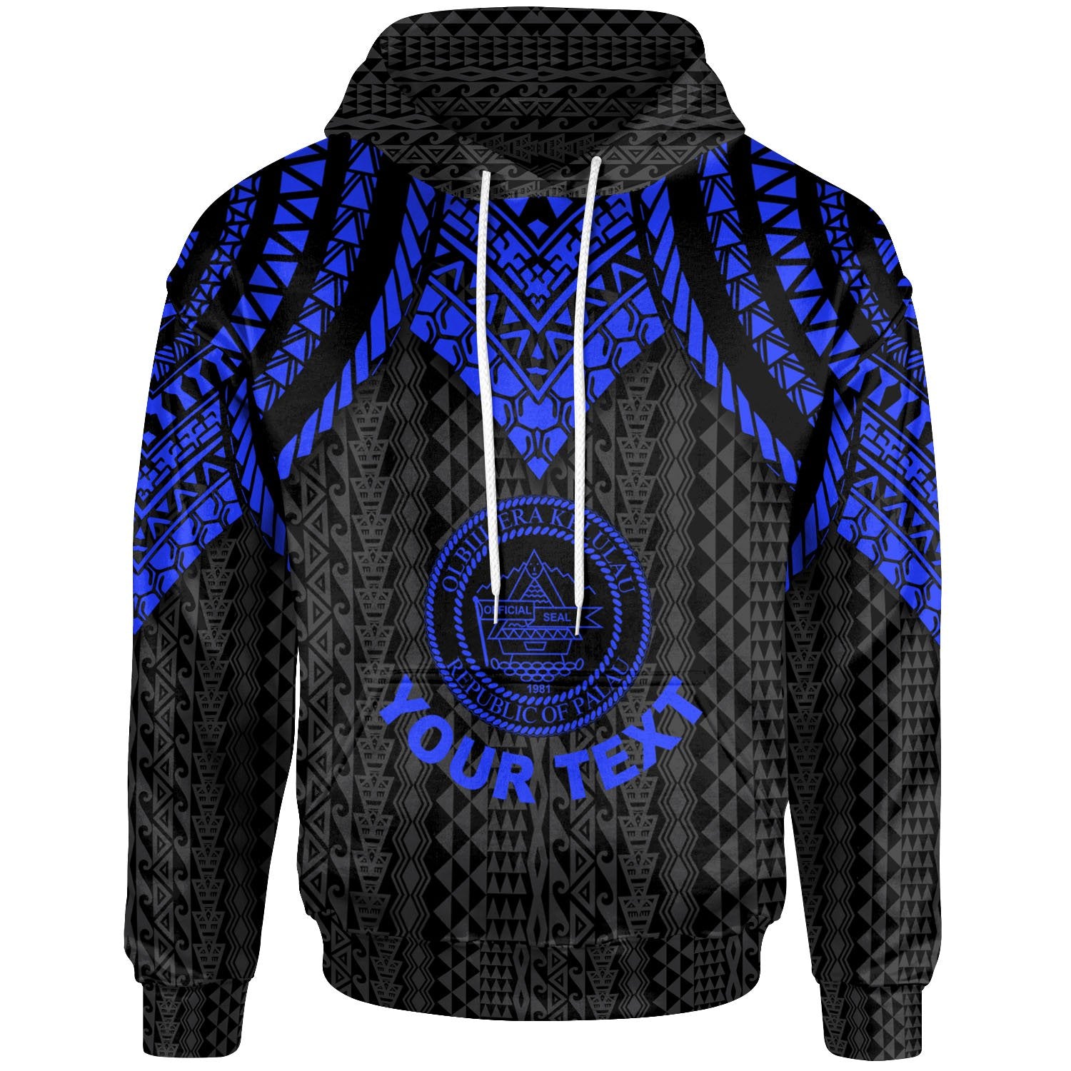 Palau Custom Hoodie Polynesian Armor Style Blue Unisex Blue - Polynesian Pride