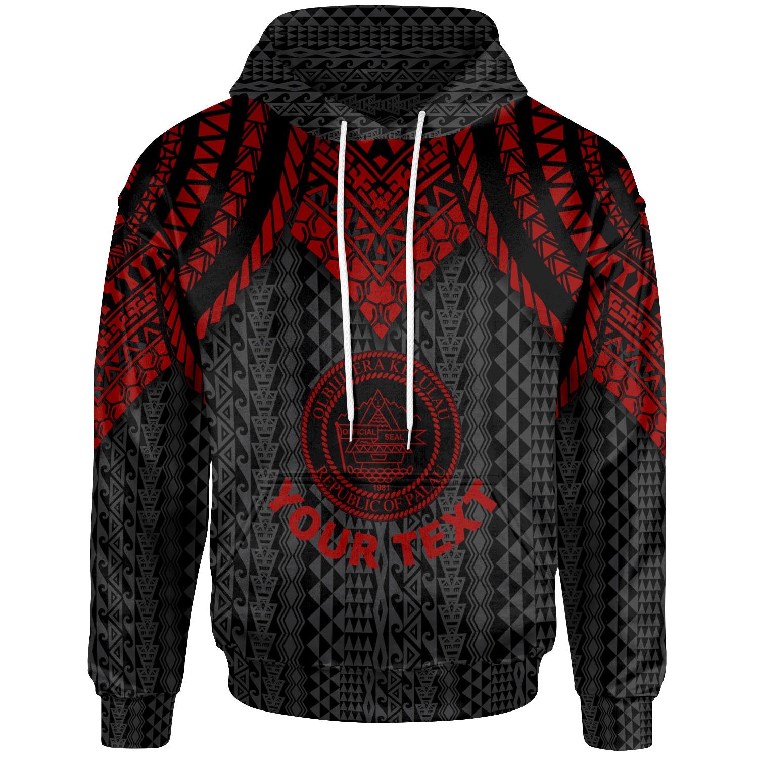 Palau Custom Hoodie Polynesian Armor Style Red Unisex Red - Polynesian Pride