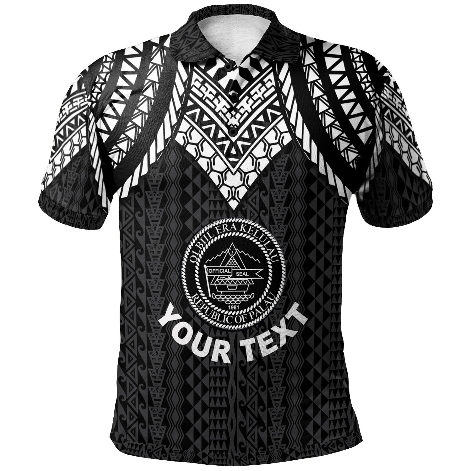 Palau Custom Polo Shirt Polynesian Armor Style Black Unisex Black - Polynesian Pride