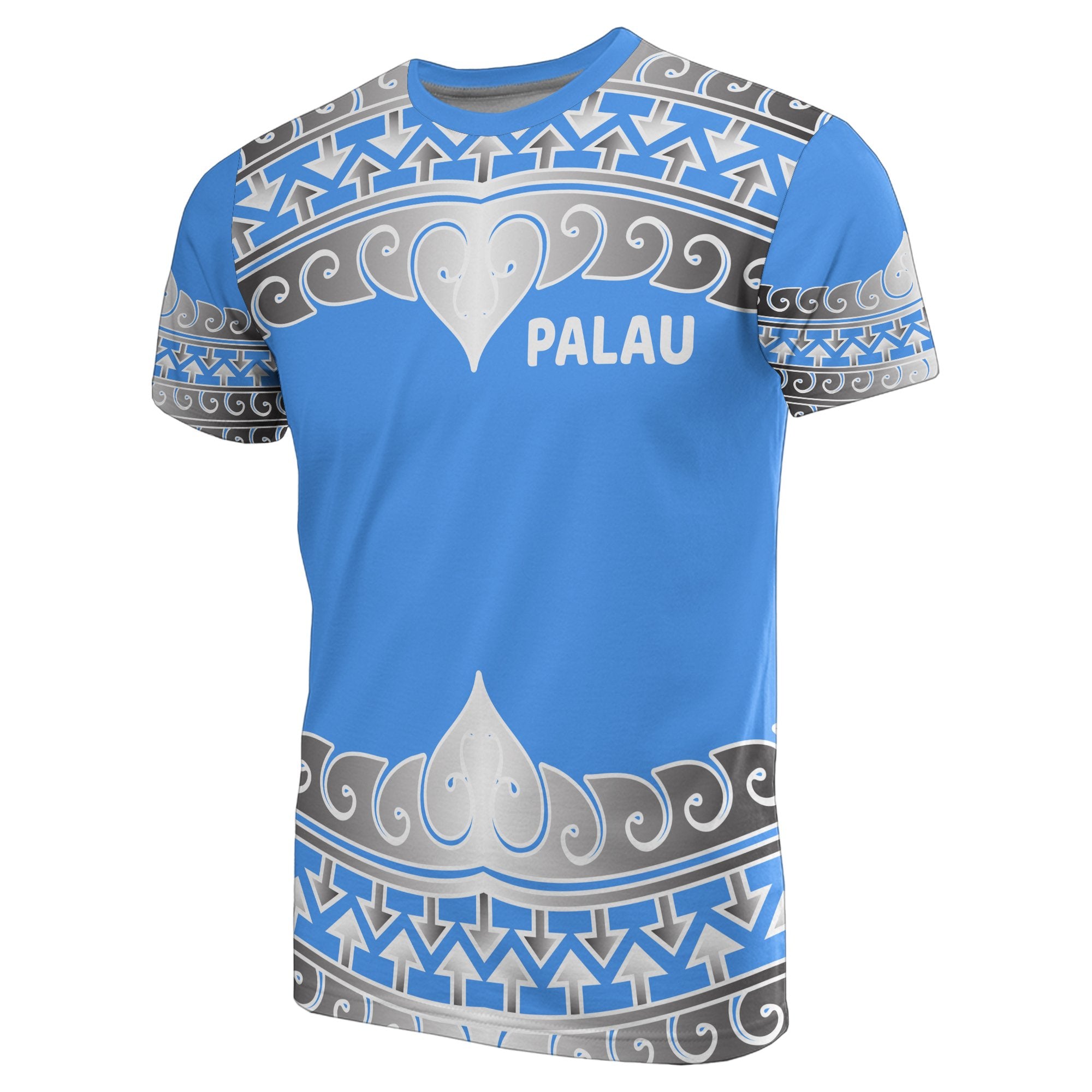 Palau All Over T Shirt Palau Wave Style Unisex Blue - Polynesian Pride