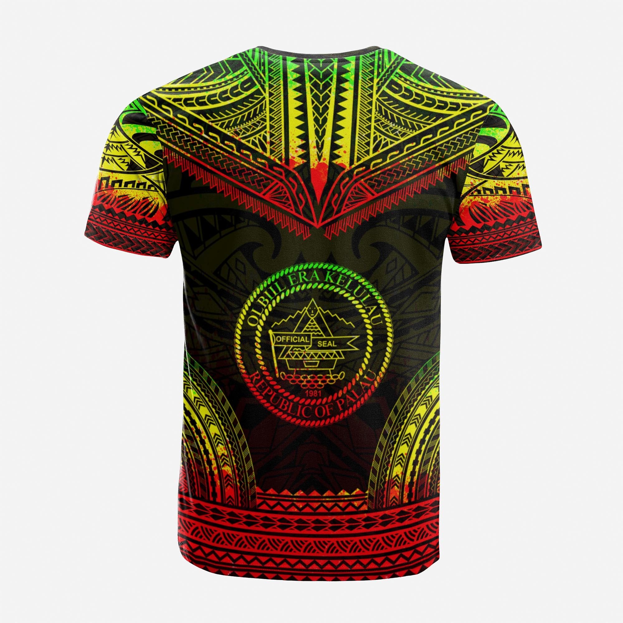 Palau Custom T Shirt Palau Seal Polynesian Chief Tattoo Reggae Version Unisex Reggae - Polynesian Pride