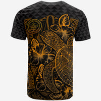 Palau T Shirt Palau Seal Turtle Hibiscus Gold - Polynesian Pride