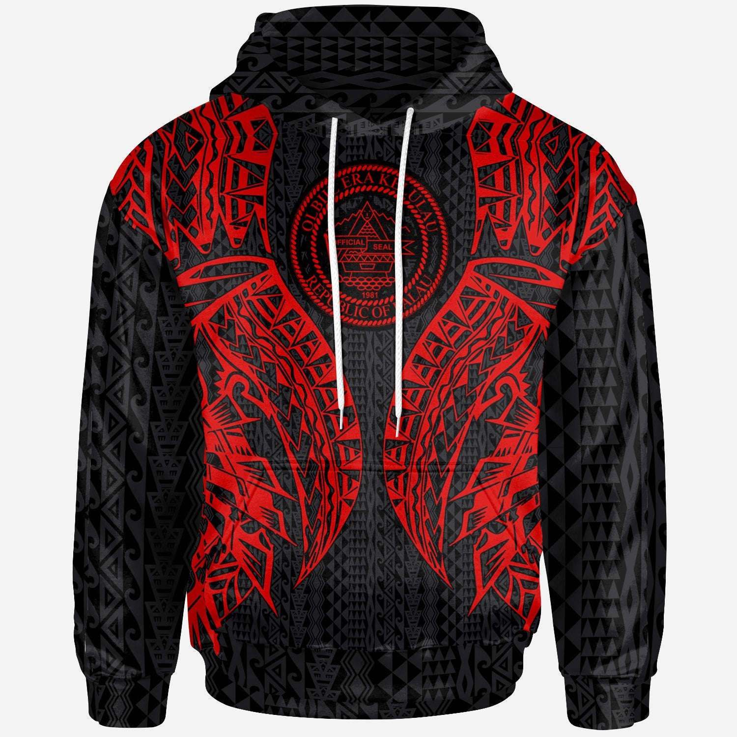 Palau Hoodie Polynesian Lion Head Red Style Unisex Red - Polynesian Pride