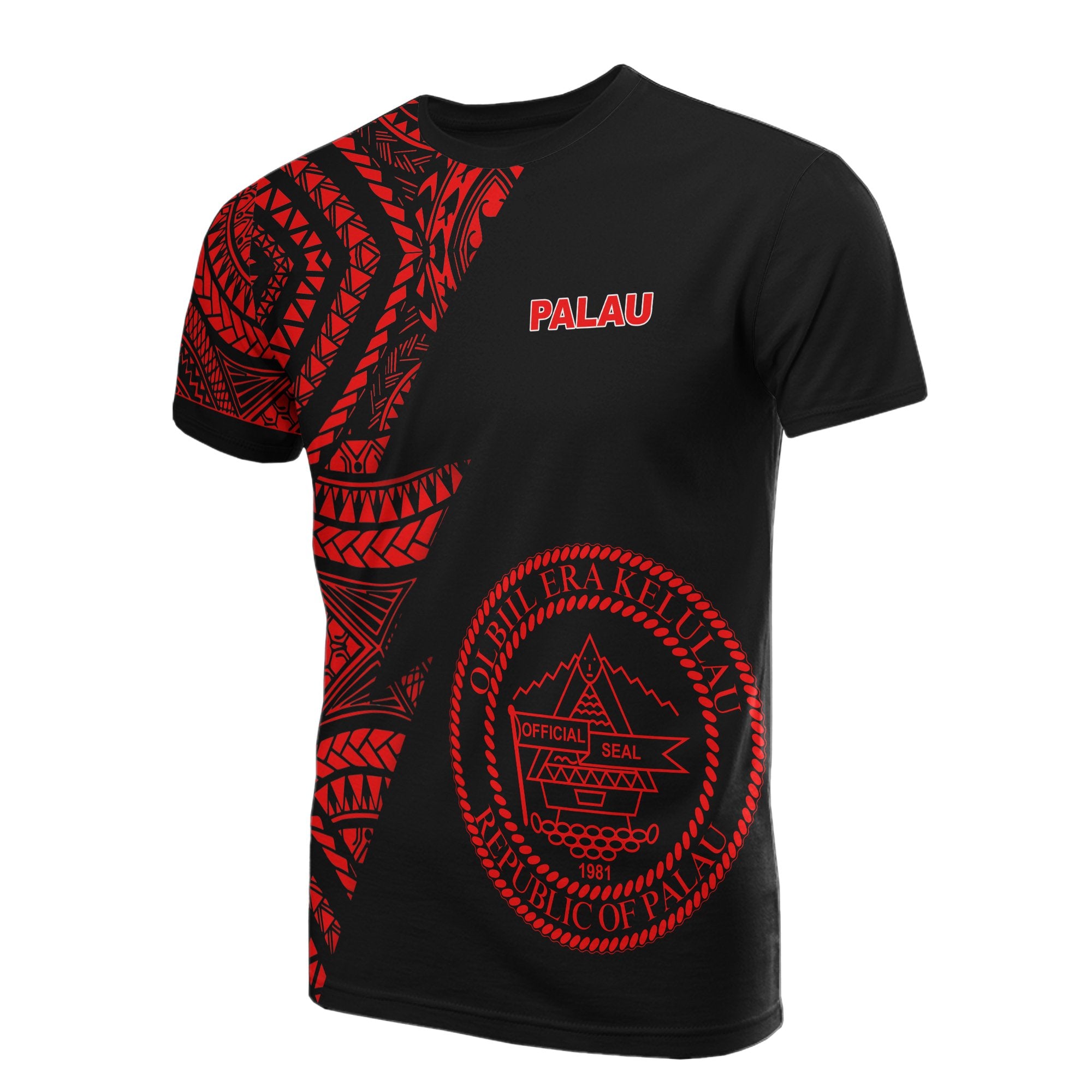 Palau T Shirt Micronesian Pattern Red Flash Style Unisex Red - Polynesian Pride