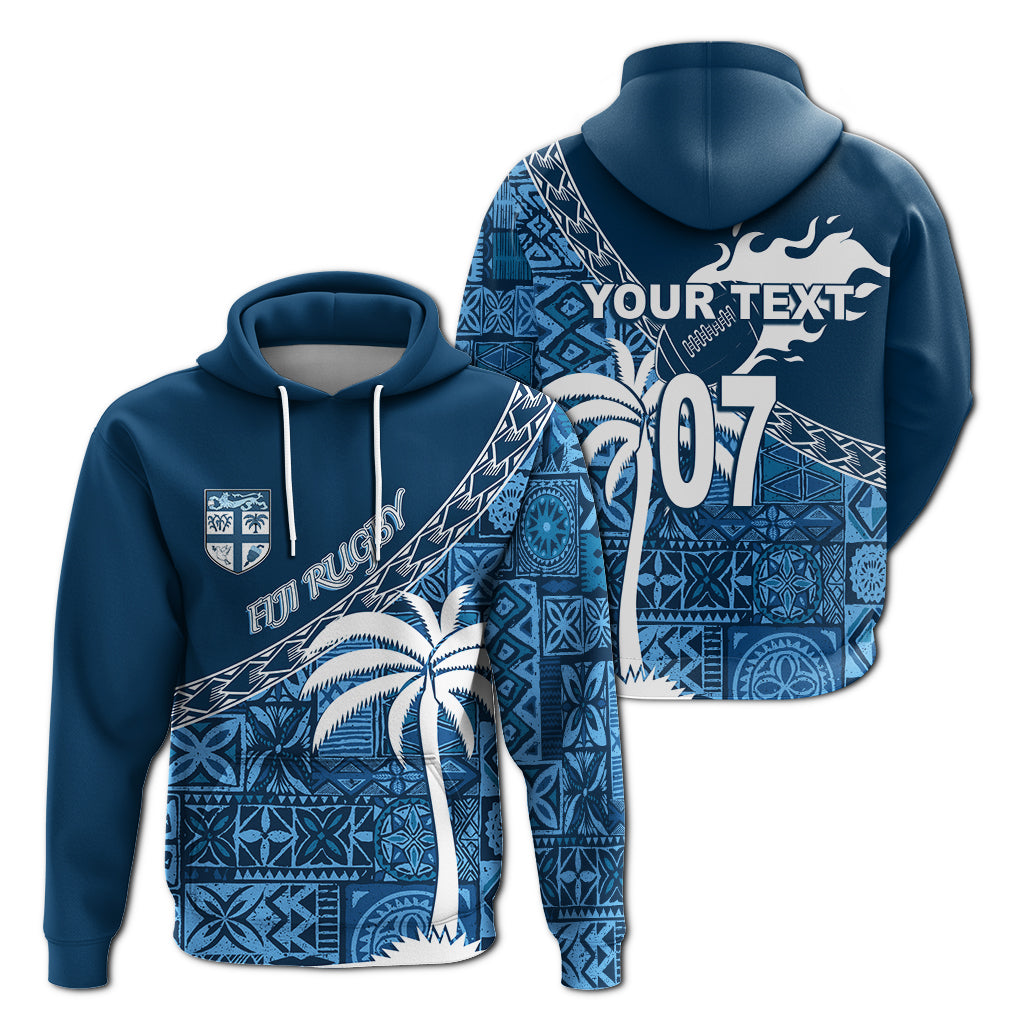 Custom Tapa Pattern with Palm Tree Fiji Rugby Hoodie LT7 - Polynesian Pride