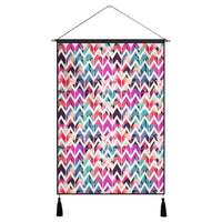 Palm Foliage On Striped Zigzag Hanging Poster - AH Hanging Poster 43 x 65 cm Cotton And Linen - Polynesian Pride