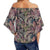 Palm Leaves, Tropical Flowers Women's Off Shoulder Wrap Waist Top - AH - Polynesian Pride