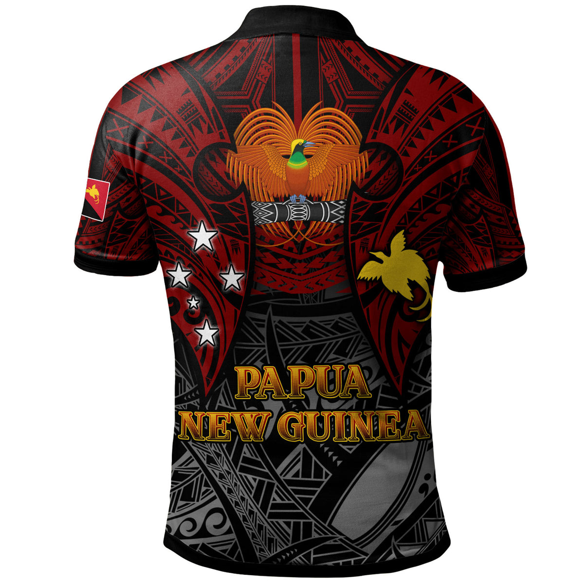 Papua New Guinea Polo Shirt Custom PNG Map Polynesian Flag Color Style Polo Shirt - Polynesian Pride