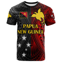 Papua New Guinea T Shirt Custom Seal With Flag Polynesian Pattern T Shirt Black - Polynesian Pride