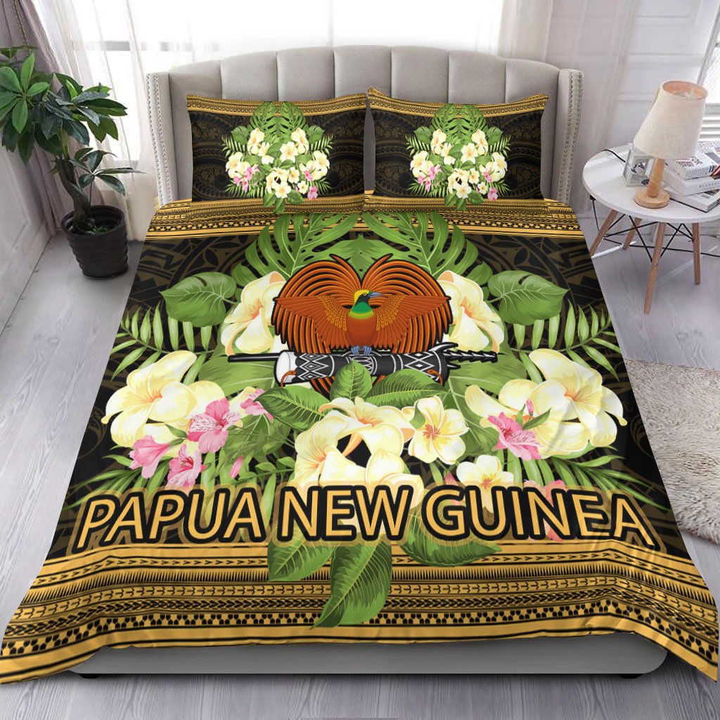 Papua New Guinea Bedding Set - Polynesian Gold Patterns Collection Black - Polynesian Pride
