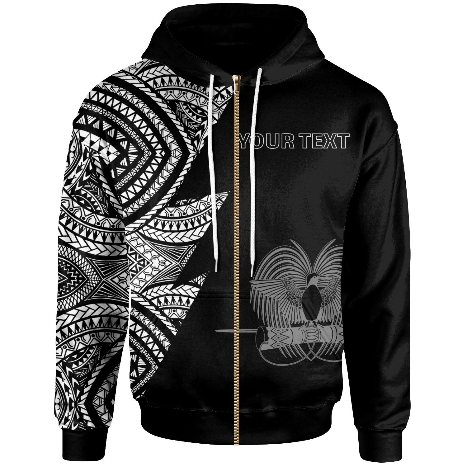 Papua New Guinea Custom Personalized Zip up Hoodie Flash Style White Unisex White - Polynesian Pride