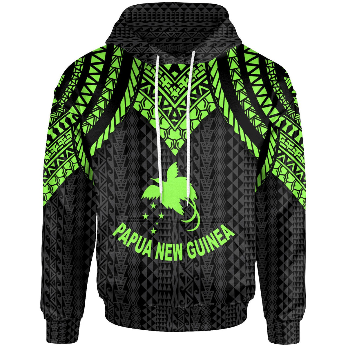 Papua New Guinea Hoodie Polynesian Armor Style Green Unisex Green - Polynesian Pride