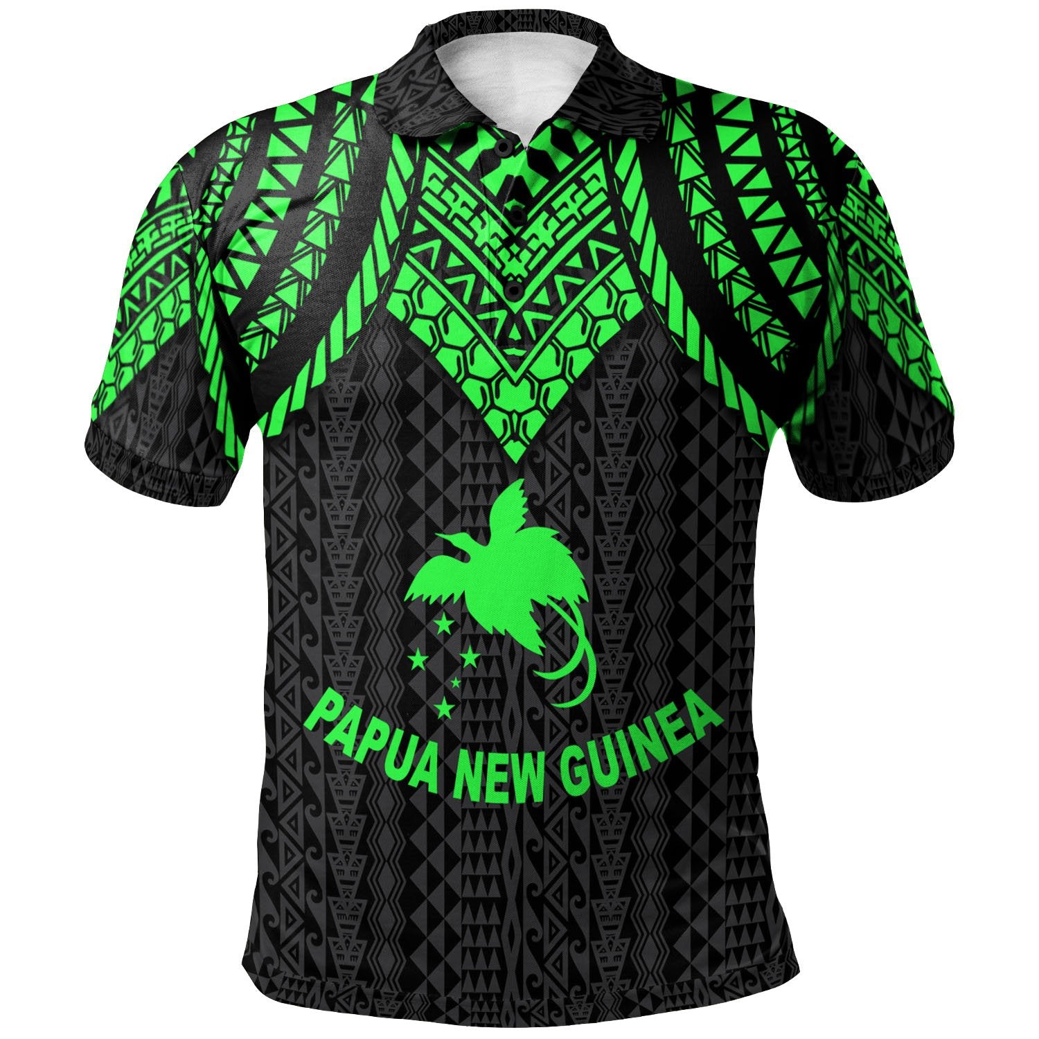 Papua New Guinea Polo Shirt Polynesian Armor Style Green Unisex Green - Polynesian Pride