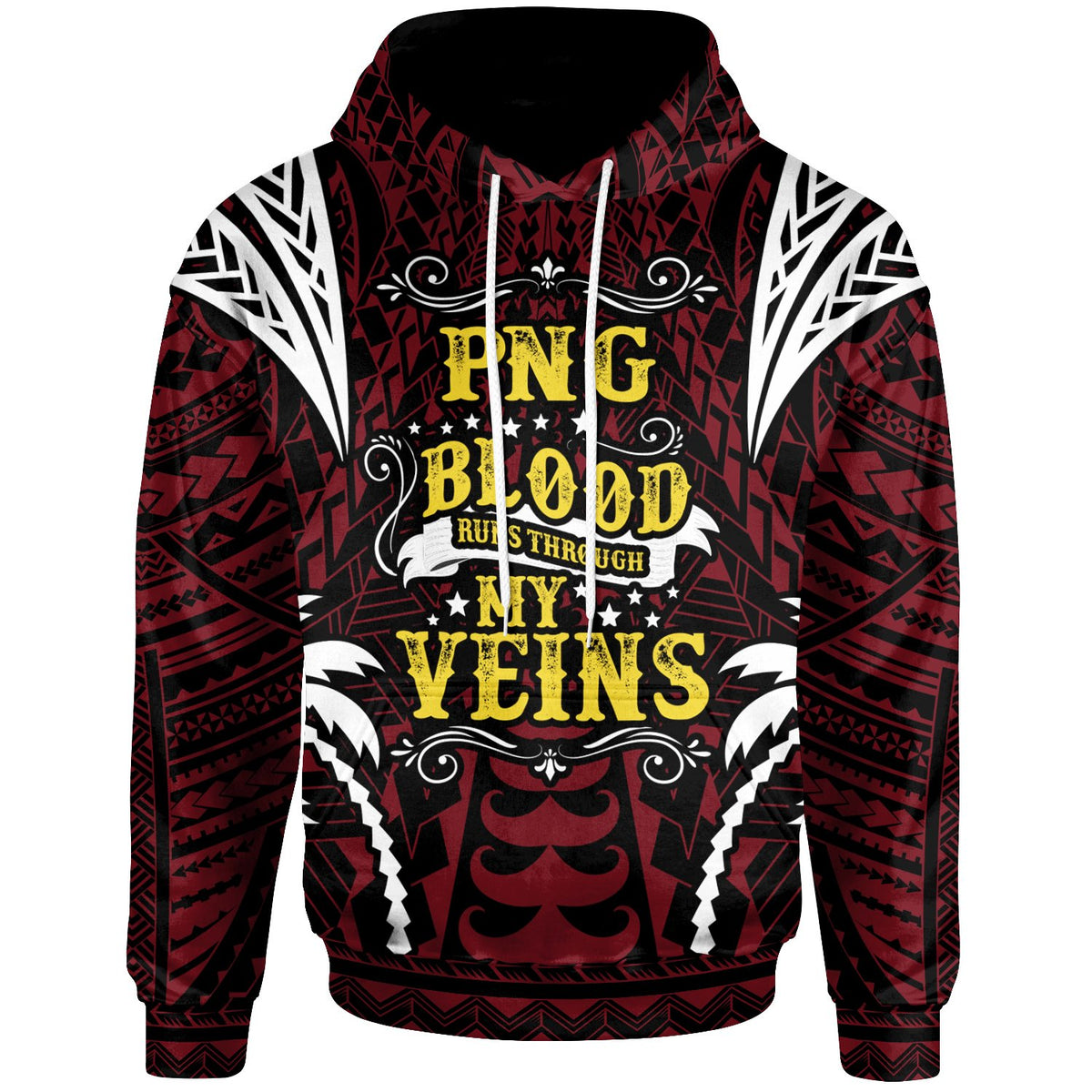 Papua New Guinea Hoodie Blood Runs Through My Veins Style Flag Unisex Red - Polynesian Pride