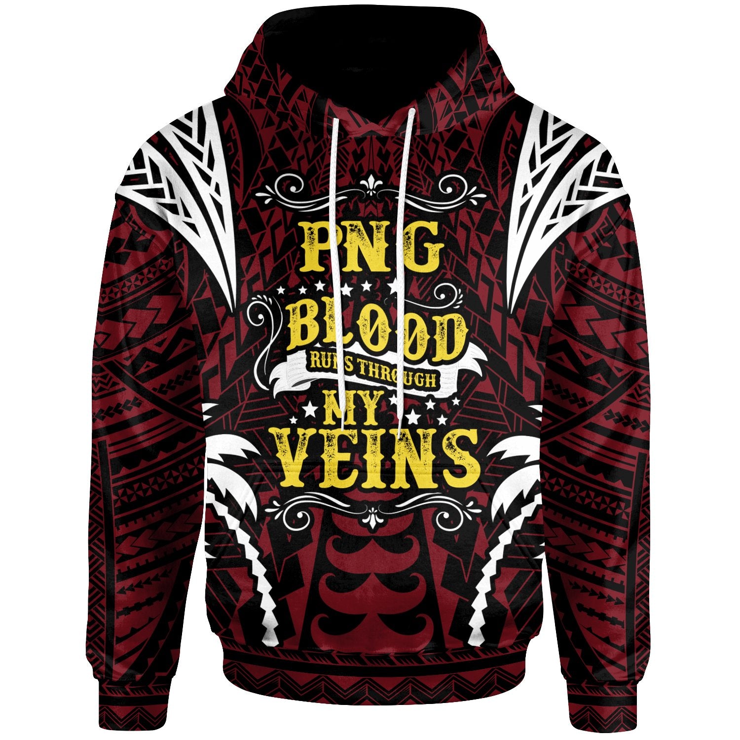 Papua New Guinea Hoodie Blood Runs Through My Veins Style Flag Unisex Red - Polynesian Pride