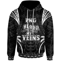 Papua New Guinea Hoodie Blood Runs Through My Veins Style Black Unisex Black - Polynesian Pride