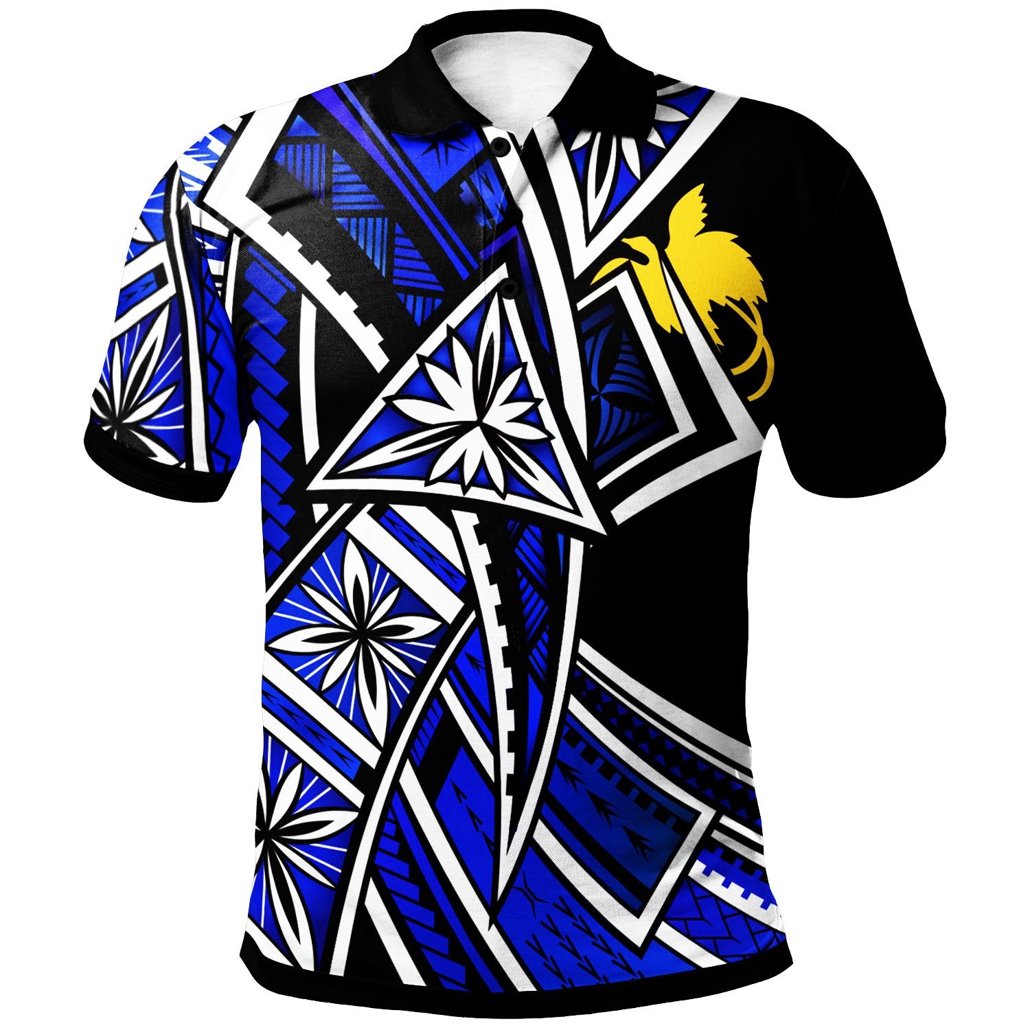 Papua Polo Shirt Tribal Flower Special Pattern Blue Color Unisex Blue - Polynesian Pride