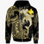 Papua Zip Hoodie Hammerhead Shark Tribal Pattern Unisex Gold - Polynesian Pride