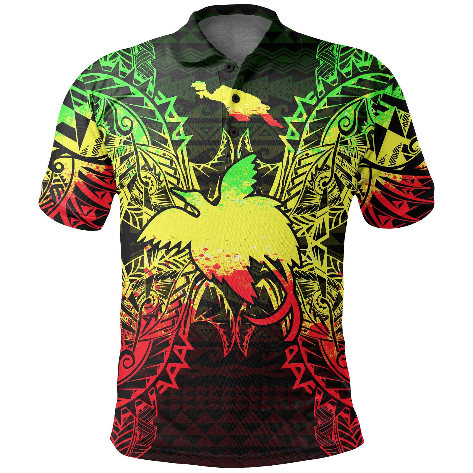 Papua New Giunea Polo Shirt Coat Of Arms Map Polynesian Tattoo Reggae Unisex Reggae - Polynesian Pride