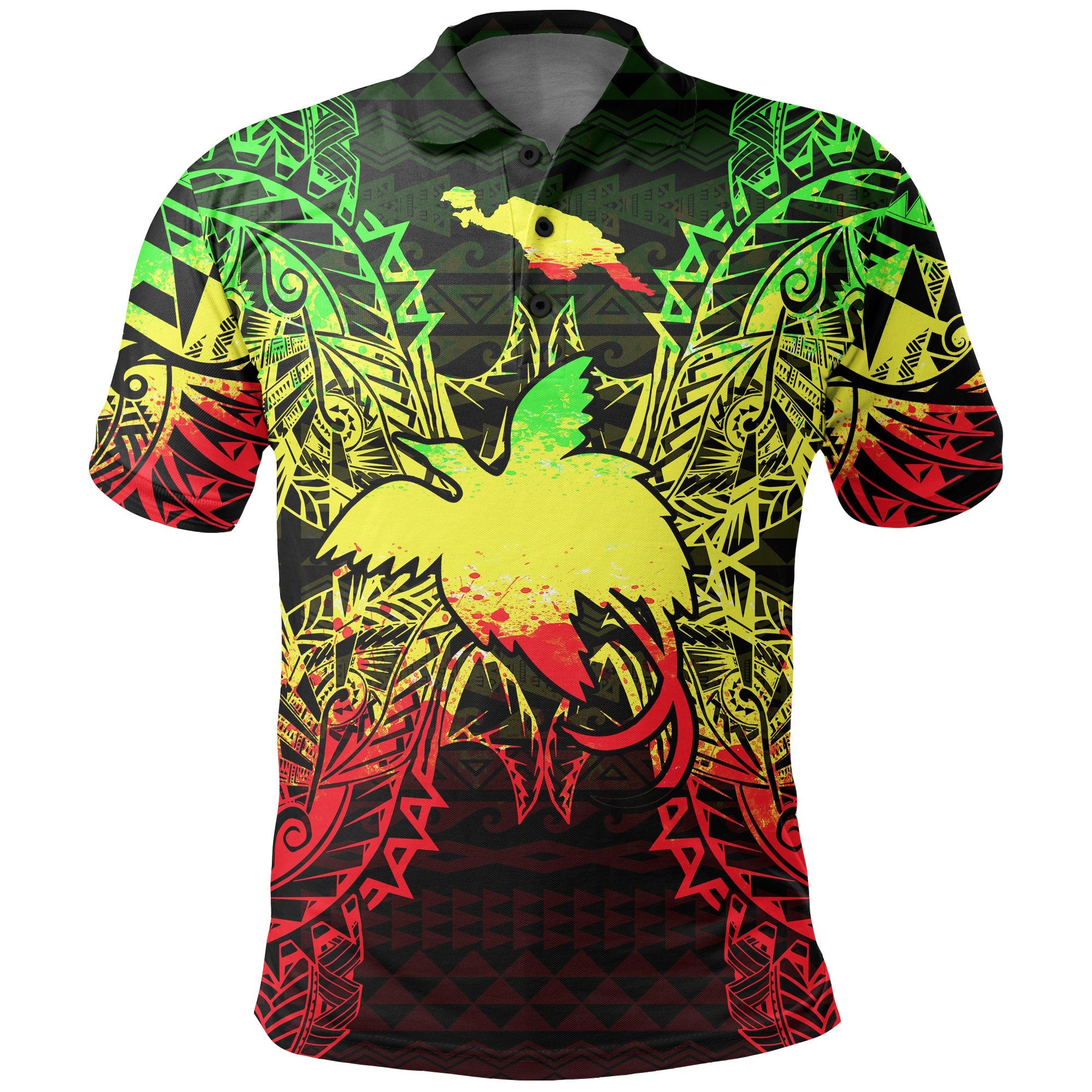 Papua New Giunea Polo Shirt Coat Of Arms Map Polynesian Tattoo Reggae Unisex Reggae - Polynesian Pride