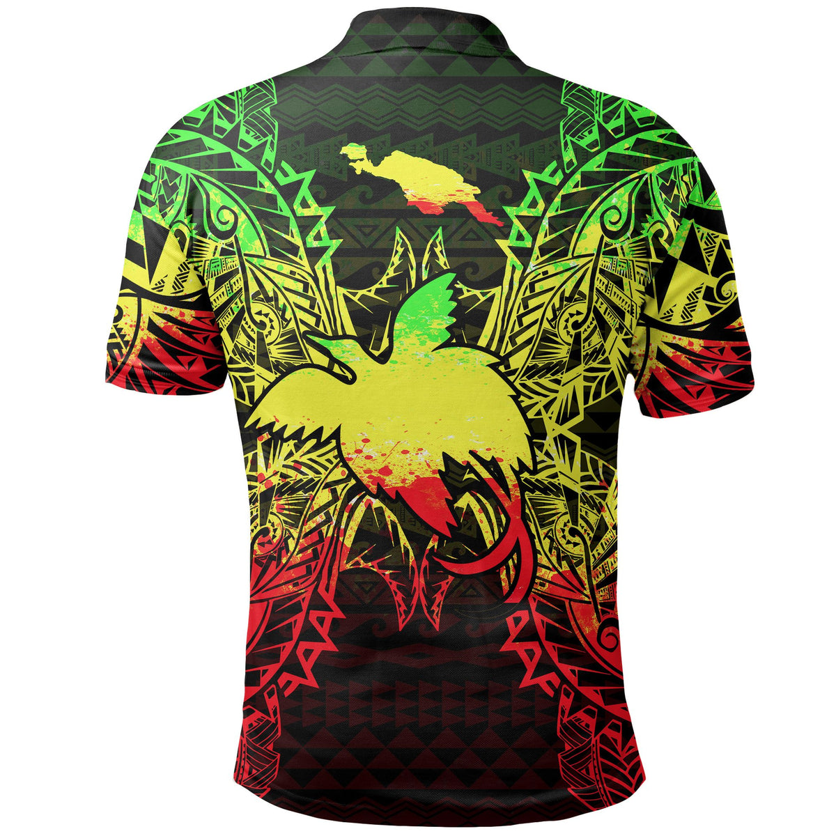 Papua New Giunea Polo Shirt Coat Of Arms Map Polynesian Tattoo Reggae - Polynesian Pride