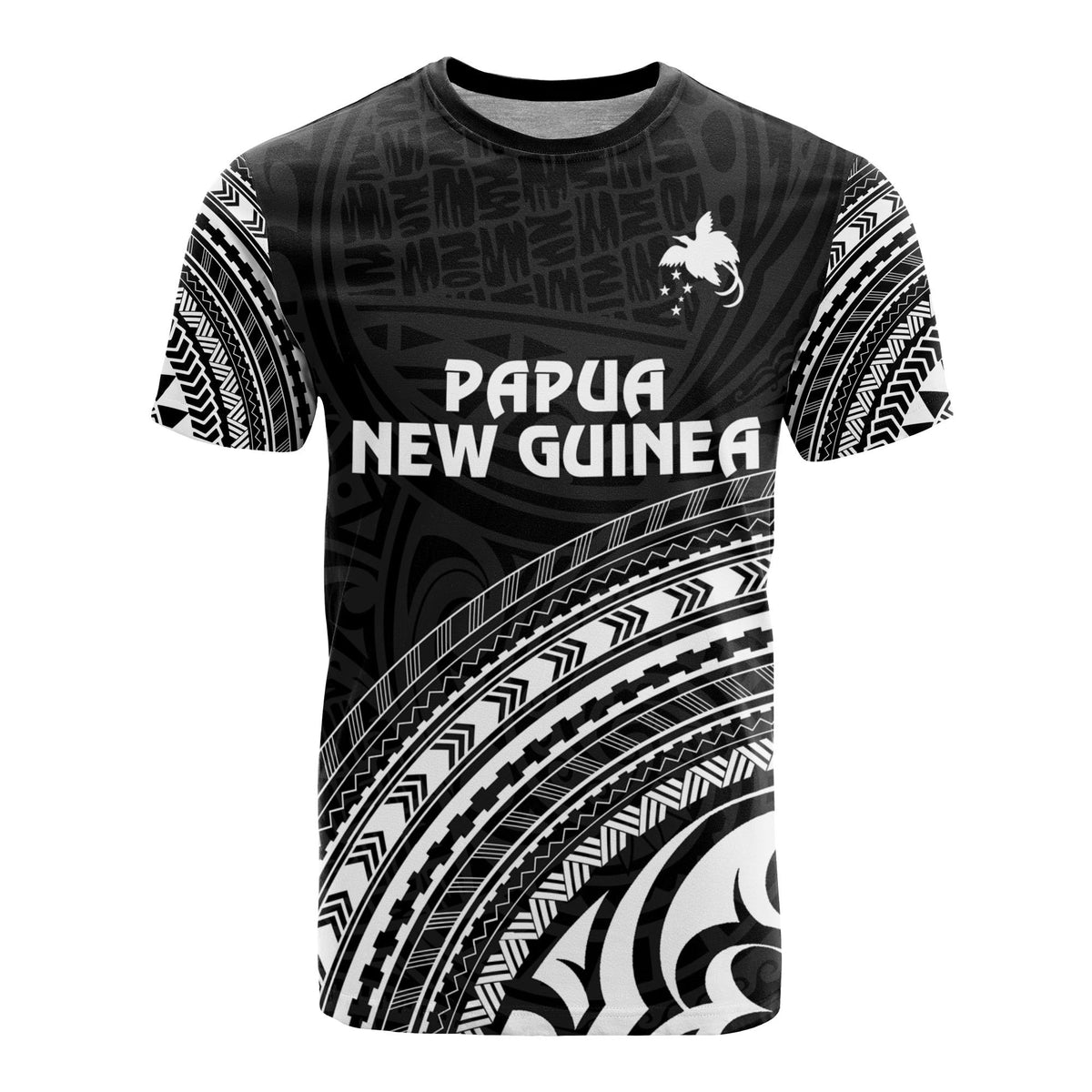 Papua New Guinea All Over T Shirt Papua New Guinea Flag Polynesian Tribal Black Version 1 Unisex Black - Polynesian Pride