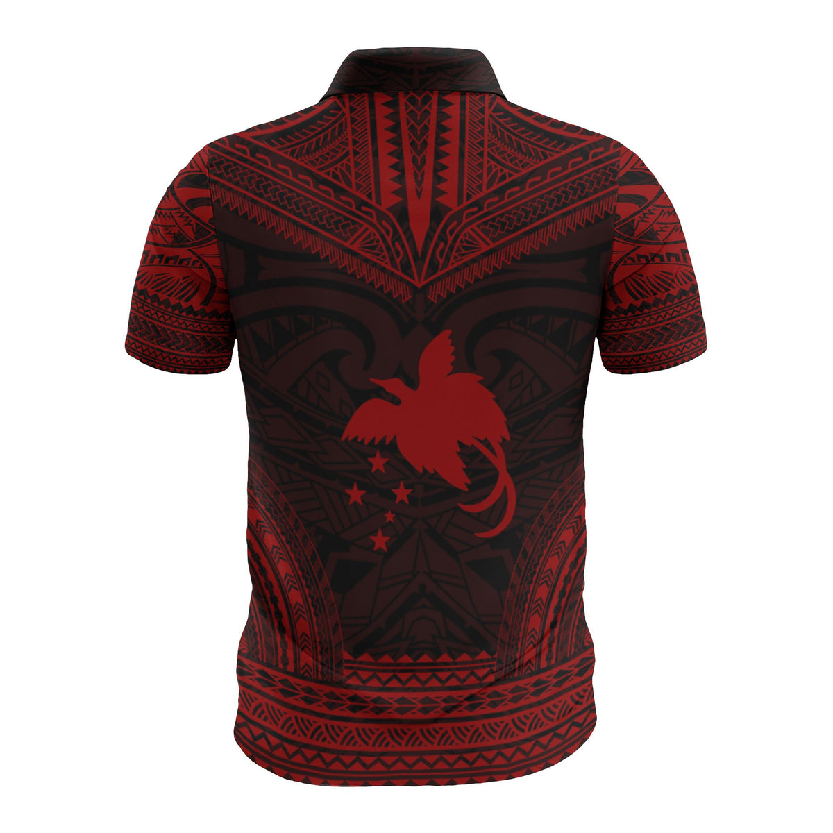 Papua New Guinea Custom Polo Shirt Papua New Guinea Coat Of Arms Polynesian Chief Tattoo Red Version - Polynesian Pride