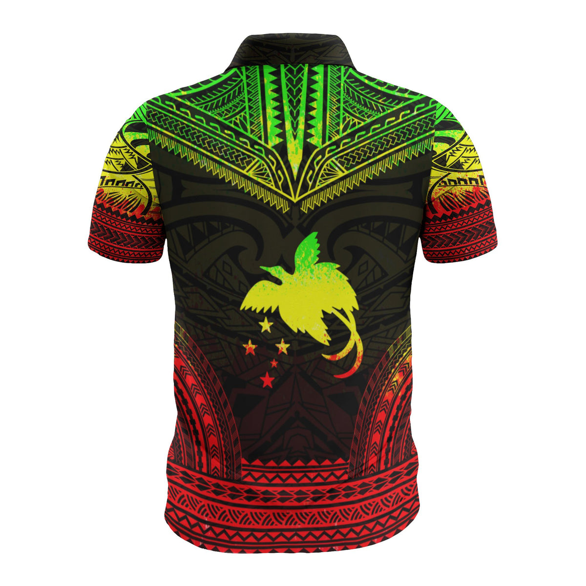 Papua New Guinea Custom Polo Shirt Papua New Guinea Coat Of Arms Polynesian Chief Tattoo Reggae Version - Polynesian Pride