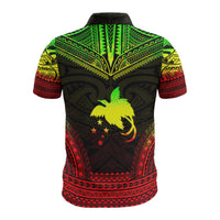 Papua New Guinea Custom Polo Shirt Papua New Guinea Coat Of Arms Polynesian Chief Tattoo Reggae Version - Polynesian Pride