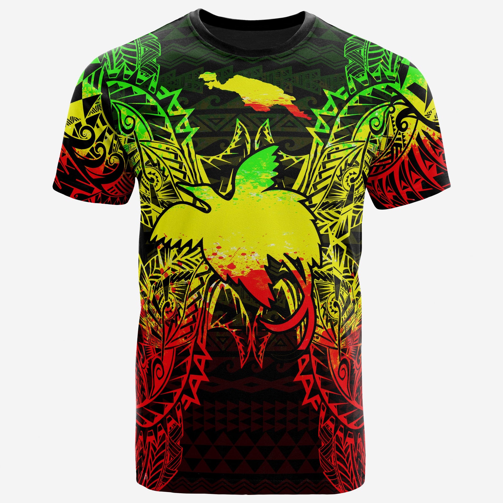 Papua New Giunea All T Shirt Papua New Giunea Flag Map Polynesian Tattoo Reggae Unisex Reggae - Polynesian Pride