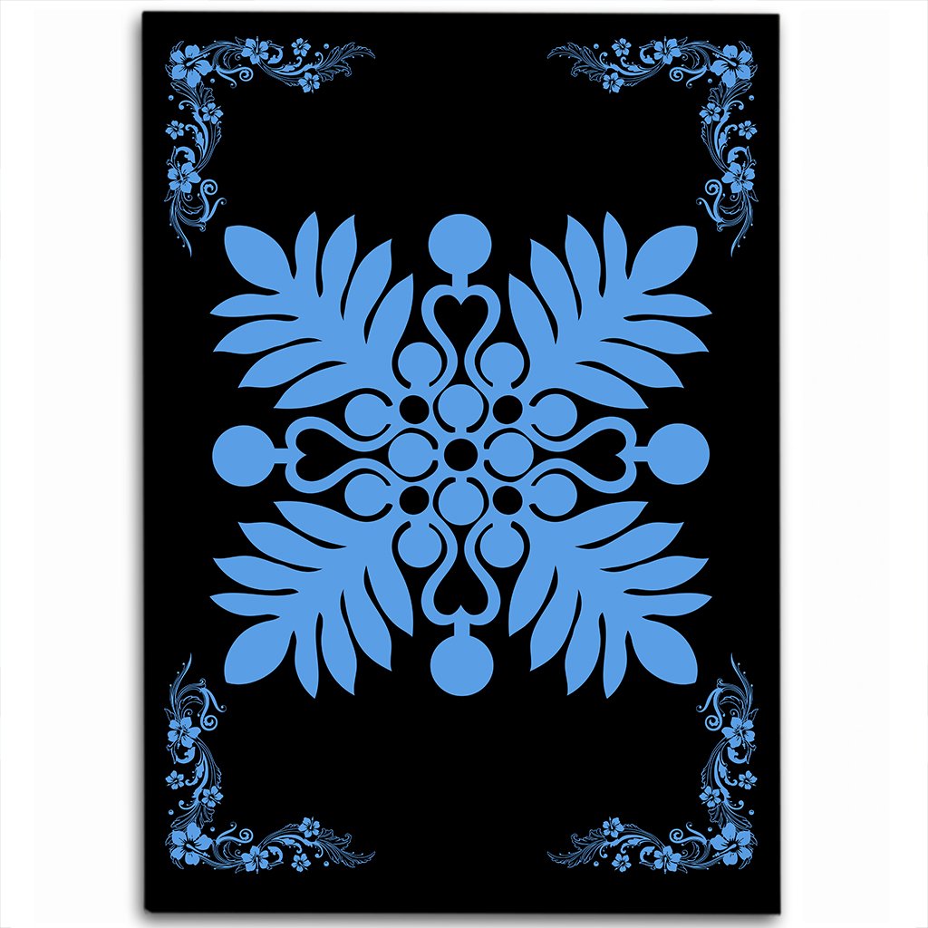 Hawaiian Quilt Maui Plant And Hibiscus Pattern Area Rug - Pastel Black - AH Pastel - Polynesian Pride