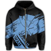 Hawaiian Map Kanaka Identifier Hoodie Zip Blue Pastel - Polynesian Pride