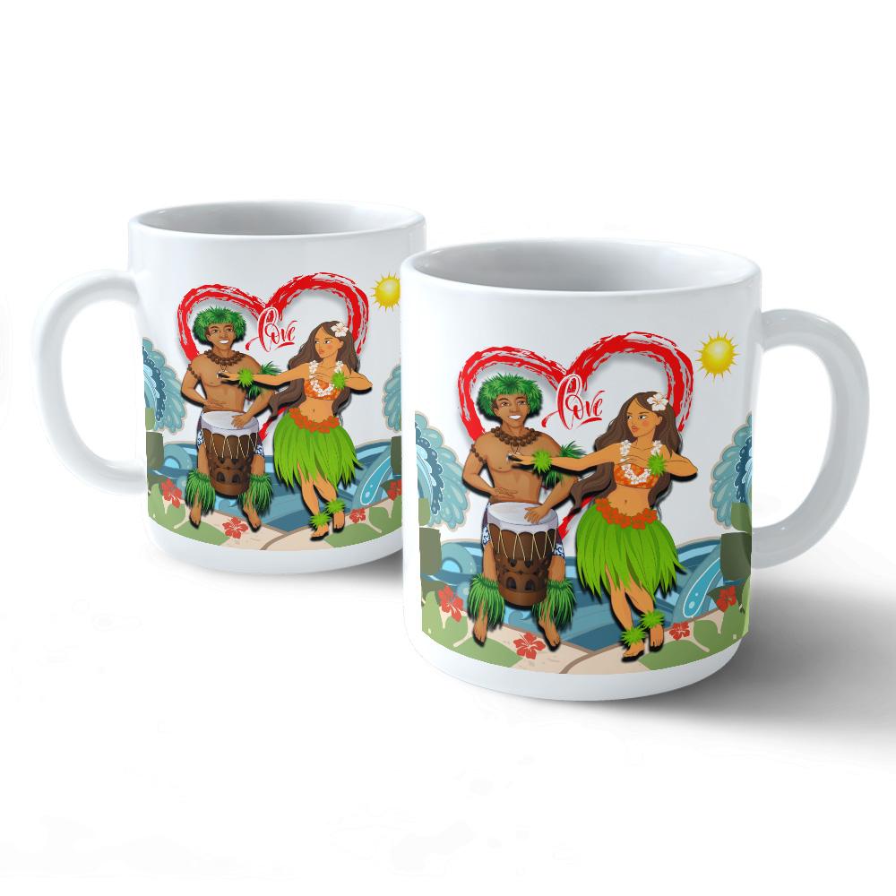 (Personalised) Hawaii Couple Valentines Mug - Even Style - AH Mug 11oz - Polynesian Pride