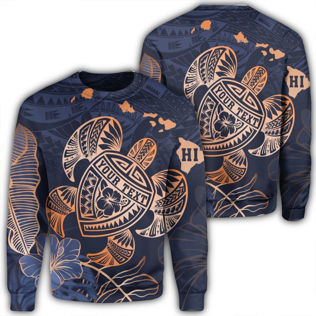 Personalized - Hawaii Polynesian Aloha Po Turtle Hibiscus Tropical Sweatshirt - Special Edition - AH Unisex Black - Polynesian Pride