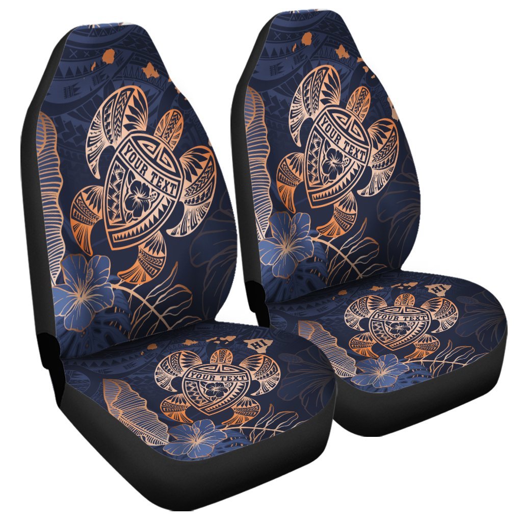 Personalized - Hawaii Polynesian Aloha Po Turtle Hibiscus Tropical Car Seat Covers - Special Edition - AH Universal Fit Black - Polynesian Pride