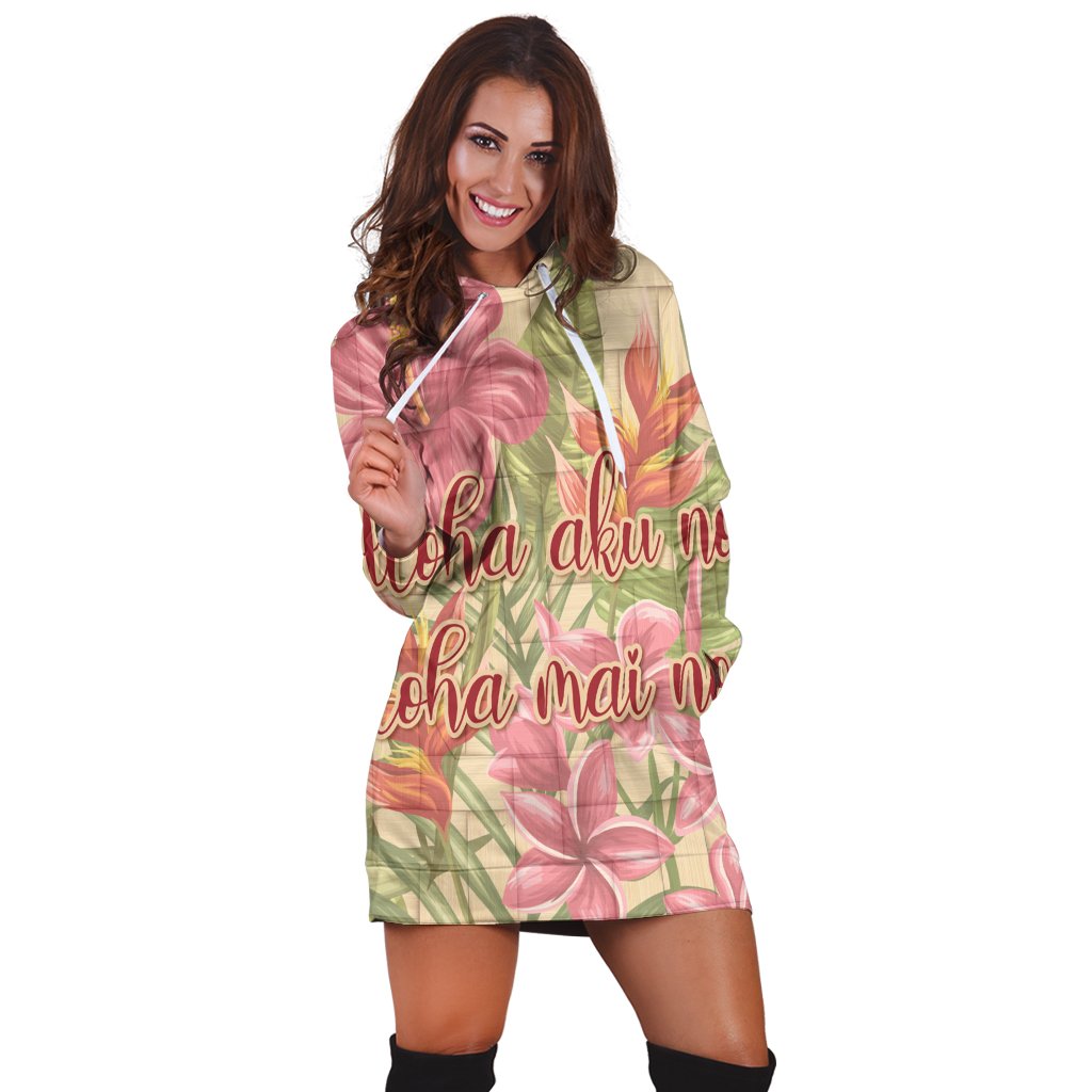 Hawaii Tropical Hibiscus Plumeria Hoodie Dress - AH - Polynesian Pride