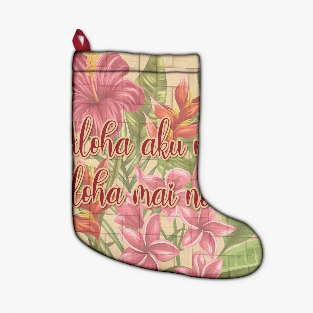 Hawaii Tropical Hibiscus Plumeria Christmas Stocking - AH Christmas Stocking 26 X 42 cm Black - Polynesian Pride